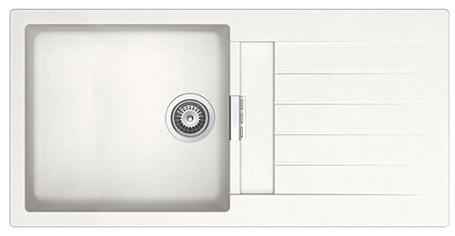 Fregadero reversible Oslo (ks) de 1 cubeta de QUARZEX y escurridor, 1000x500x200 mm, blanco, (A880130020)
