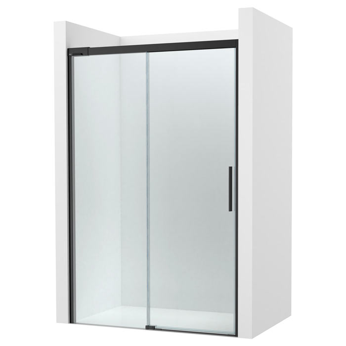 Frontal ducha Naray L2-E (1 hoja corredera +1 fija) 1800x50x2000 mm, cristal transp., perfil negro mate, (AM2827087D0016NMN)