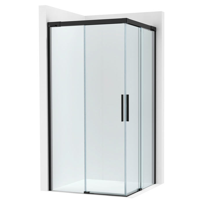 [PROCAM2833E87D0016NMN] Lateral ducha Naray L2 (1 hoja corredera +1 fija) 1000x50x2000 mm, cristal transp., perfil negro mate, (AM2833E87D0016NMN)