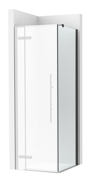 Frontal ducha Brisa PLF (1 hoja batiente +1 fija) 1300x100x2000 mm, negro mate, (AM34413016M)