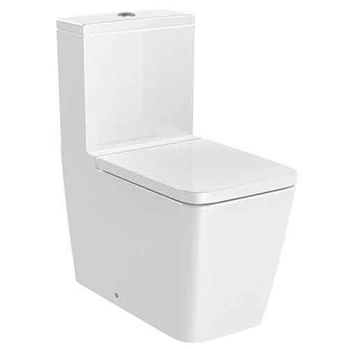[UROC001] Inodoro completo Square Rimless adosado a pared c/salida dual (taza, cisterna alim. inf. y tapa amort.), blanco