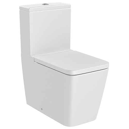 [UROC002] Inodoro completo Square Rimless adosado a pared c/salida dual (taza, cisterna alim. inf. y tapa amort.), blanco mate