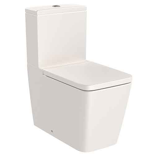 [UROC005] Inodoro completo Square Rimless adosado a pared c/salida dual (taza, cisterna alim. inf. y tapa amort.), beige