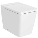 Inodoro Square Rimless adosado a pared con salida dual (taza y tapa amortiguada), blanco mate