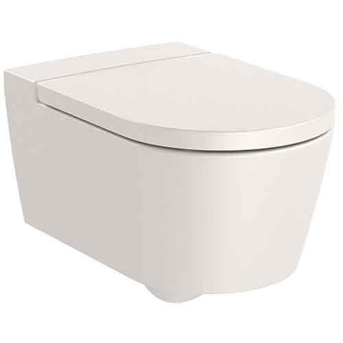 [UROC047] Inodoro Round suspendido Rimless con salida horizontal (taza y tapa amortiguada), beige