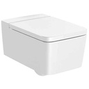 Inodoro Square suspendido Rimless con salida horizontal (taza y tapa amortiguada), blanco