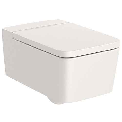 [UROC053] Inodoro Square suspendido Rimless con salida horizontal (taza y tapa amortiguada), beige