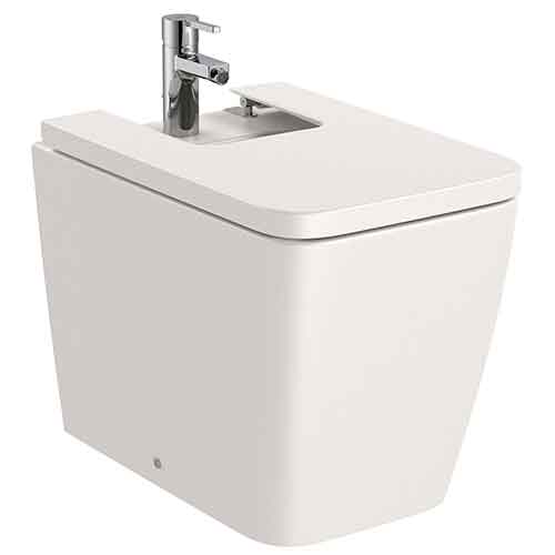 [UROC077] Bidé Square adosado a pared con tapa amortiguada, beige
