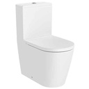 Inodoro completo Round Rimless adosado a pared c/salida dual (taza, cisterna alim. inf. y tapa amort.), blanco mate