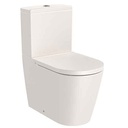 Inodoro completo Round Rimless adosado a pared c/salida dual (taza, cisterna alim. inf. y tapa amort.), beige