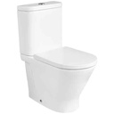 Inodoro completo Round compacto c/salida dual (taza Rimless, cisterna alim. inferior y tapa amortiguada), blanco