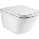 Inodoro Square suspendido con salida horizontal (taza Rimless y tapa de SUPRALIT), blanco