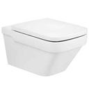 Inodoro Dama suspendido Rimless con salida horizontal (taza Rimless y tapa), blanco