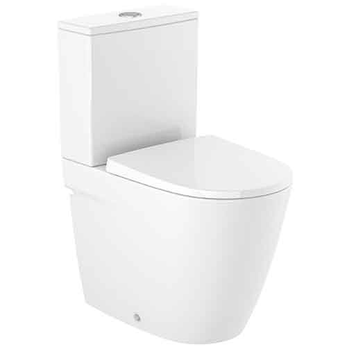 Inodoro completo Ona compacto Rimless c/salida dual (taza, cisterna alim. inferior y tapa), blanco