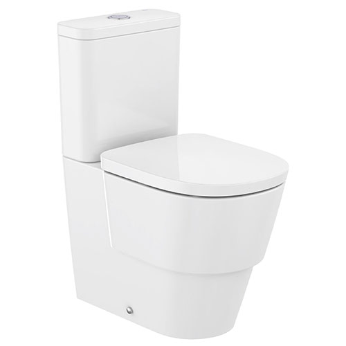 [UROC161] Inodoro completo Tura Rimless adosado a pared, salida dual (taza, cisterna alimentación inf. y tapa amortiguada)