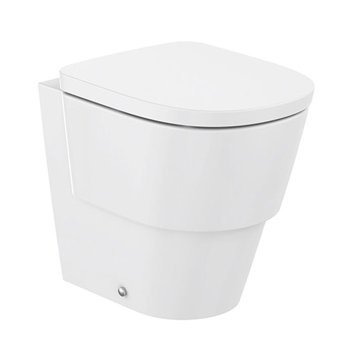 Inodoro completo Tura Rimless adosado a pared, salida dual (taza y tapa amortiguada)