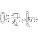 Inodoro completo Victoria compacto adosado a pared, salida dual (taza Rimless, cist. alim. inf. y tapa de SUPRALIT amort.)