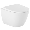 Inodoro suspendido Ona compacto Rimless con fijaciones ocultas (taza y tapa), blanco mate
