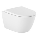 Inodoro suspendido Ona Rimless con fijaciones ocultas (taza y tapa), blanco mate