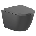 Inodoro suspendido Ona Rimless con fijaciones ocultas (taza y tapa), negro mate