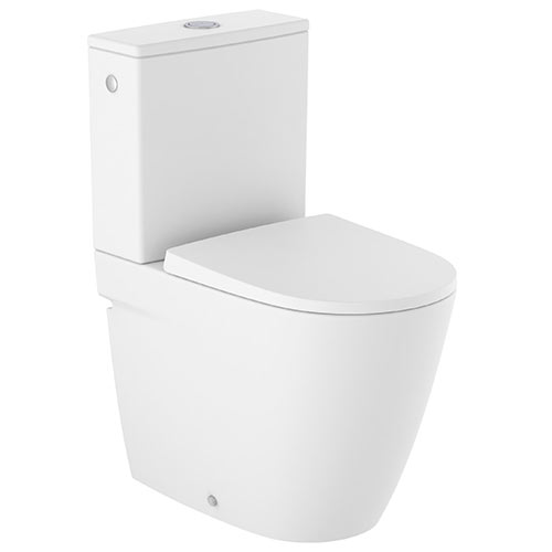 Inodoro completo Ona compacto Rimless c/salida dual (taza, cisterna alim. inferior y tapa), blanco mate