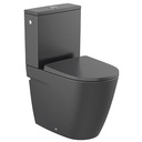 Inodoro completo Ona compacto Rimless c/salida dual (taza, cisterna alim. inferior y tapa), negro mate